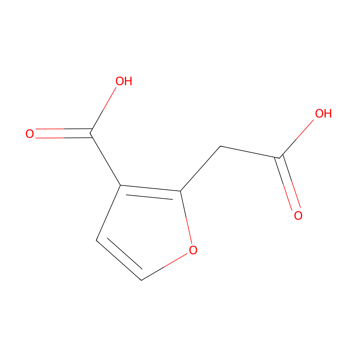 2-(carboxymethyl)furan-3-carboxylic Acid molecular structure, CAS 196601-49-7