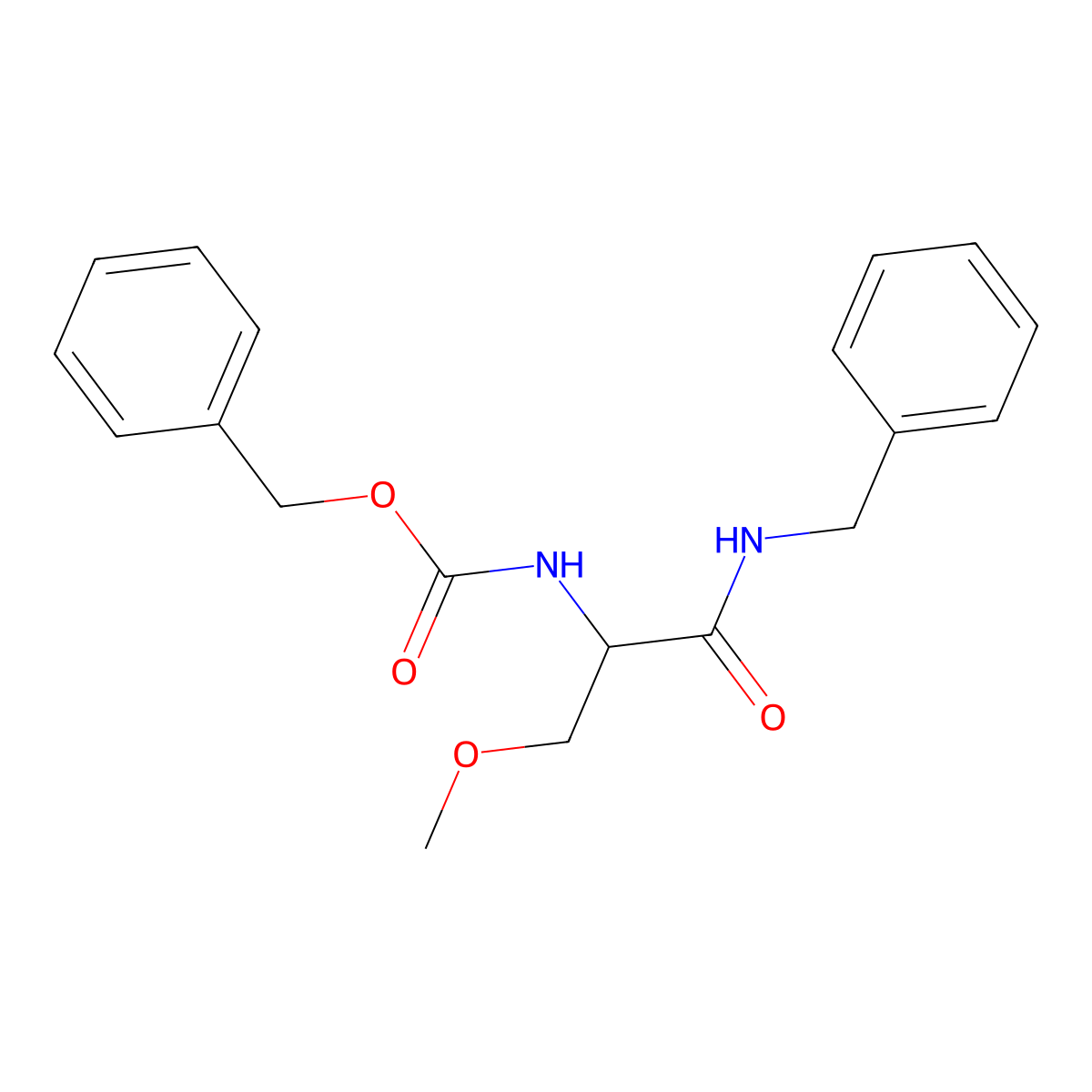 Phenylmethyl N-[(1R)-1-(methoxymethyl)-2-oxo-2-[(phenylmethyl)amino]ethyl]carbamate molecular structure, CAS 196601-68-0