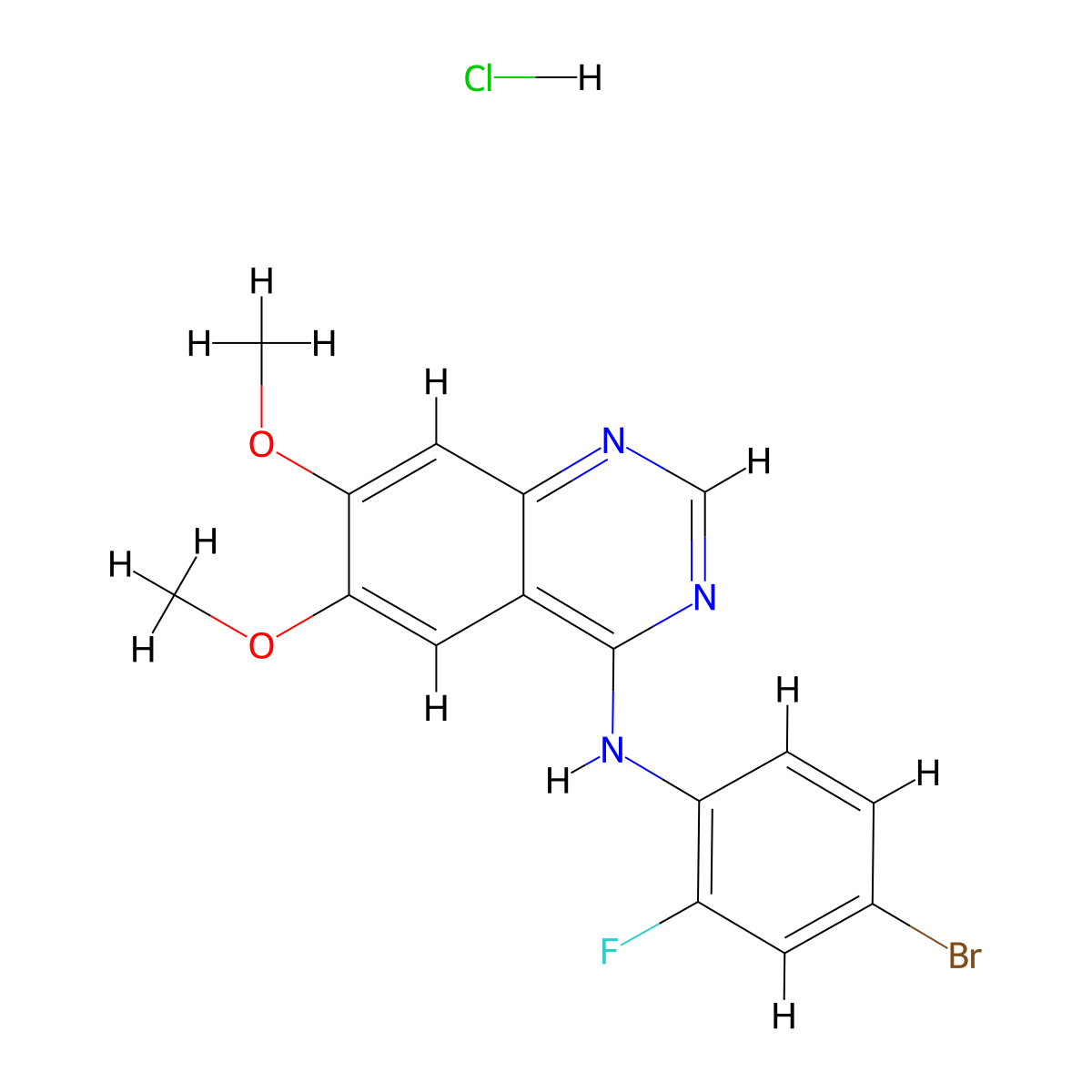 4-(4-Bromo-2-fluoroanilino)-6,7-dimethoxyquinazoline hydrochloride molecular structure, CAS 196603-53-9