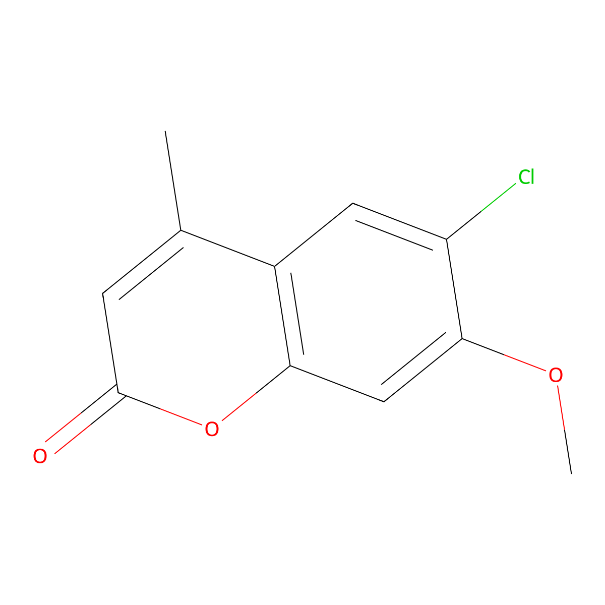 6-chloro-7-methoxy-4-methyl-2H-chromen-2-one molecular structure, CAS 196605-35-3