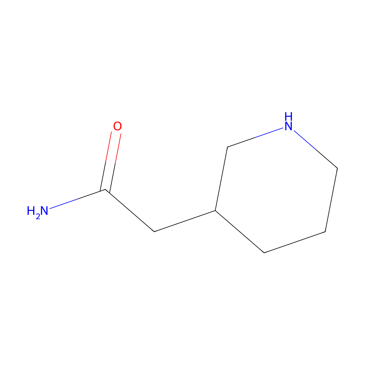 2-(Piperidin-3-yl)acetamide molecular structure, CAS 196613-56-6