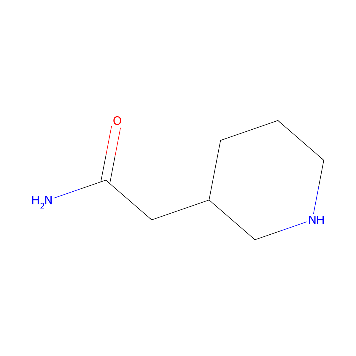 2-(Piperidin-3-yl)acetamide molecular structure, CAS 196613-56-6