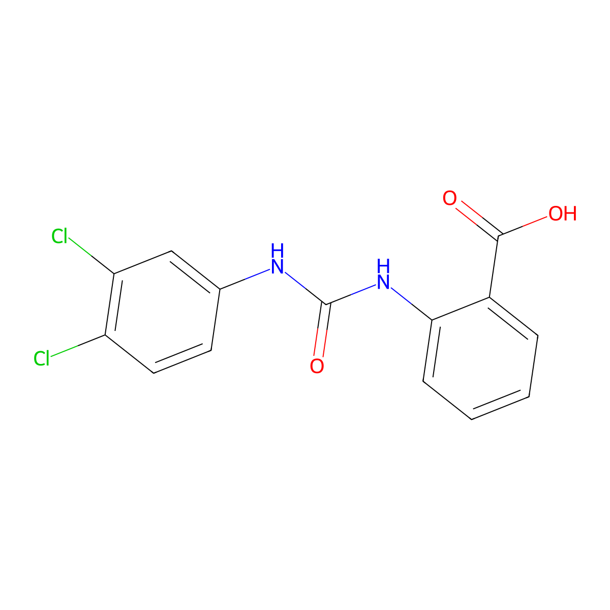 2-[(3,4-Dichlorophenyl)carbamoylamino]benzoic acid molecular structure, CAS 196617-12-6