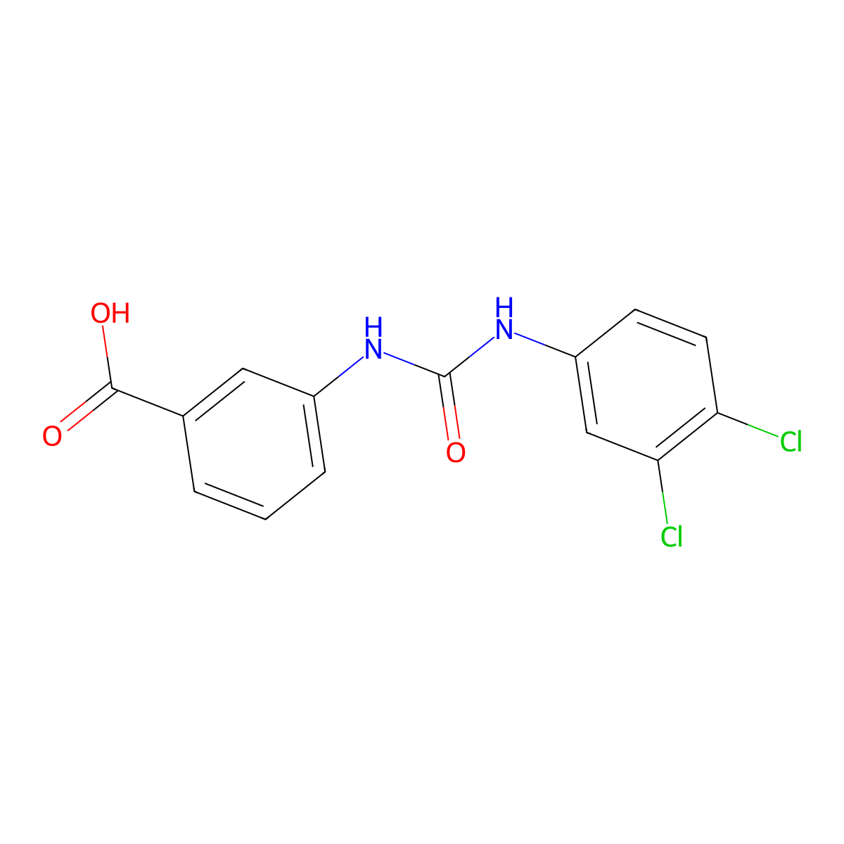 3-{[(3,4-Dichlorophenyl)carbamoyl]amino}benzoic acid molecular structure, CAS 196617-13-7