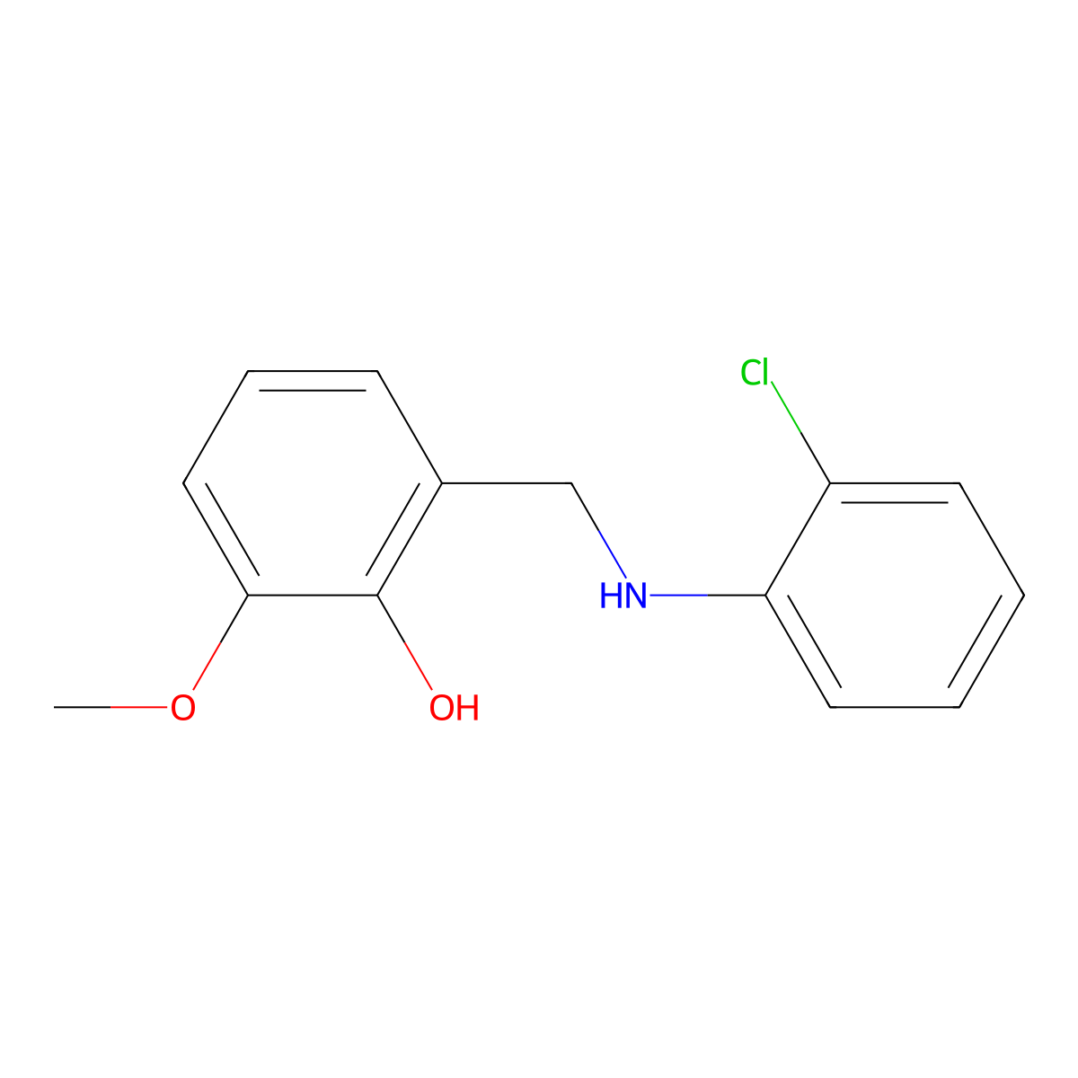 2-{[(2-Chlorophenyl)amino]methyl}-6-methoxyphenol molecular structure, CAS 196617-58-0