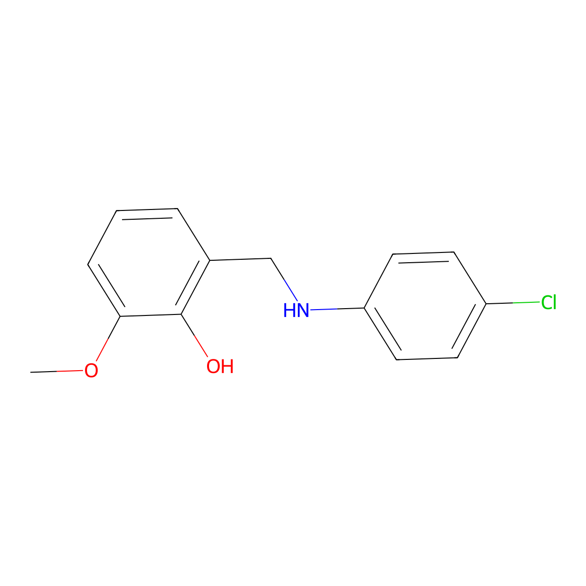 2-(((4-Chlorophenyl)amino)methyl)-6-methoxyphenol molecular structure, CAS 196617-60-4