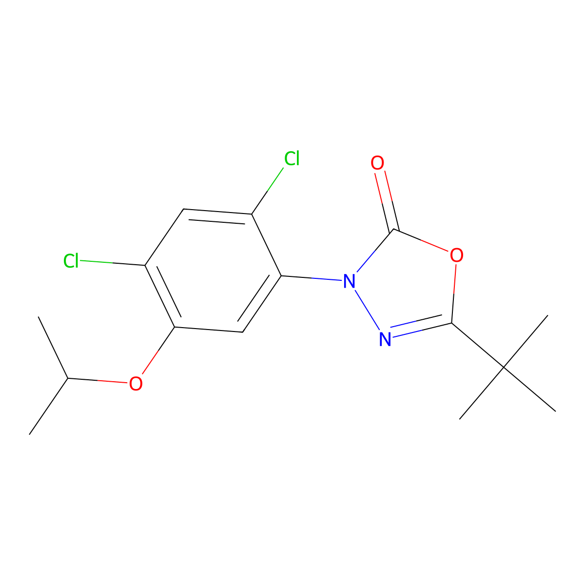 Oxadiazon molecular structure, CAS 19666-30-9
