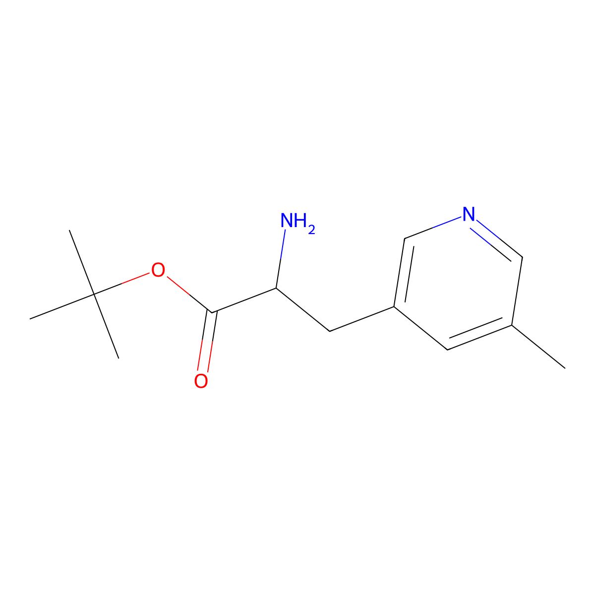 Tert-butyl 2-amino-3-(5-methylpyridin-3-yl)propanoate molecular structure, CAS 1966726-32-8