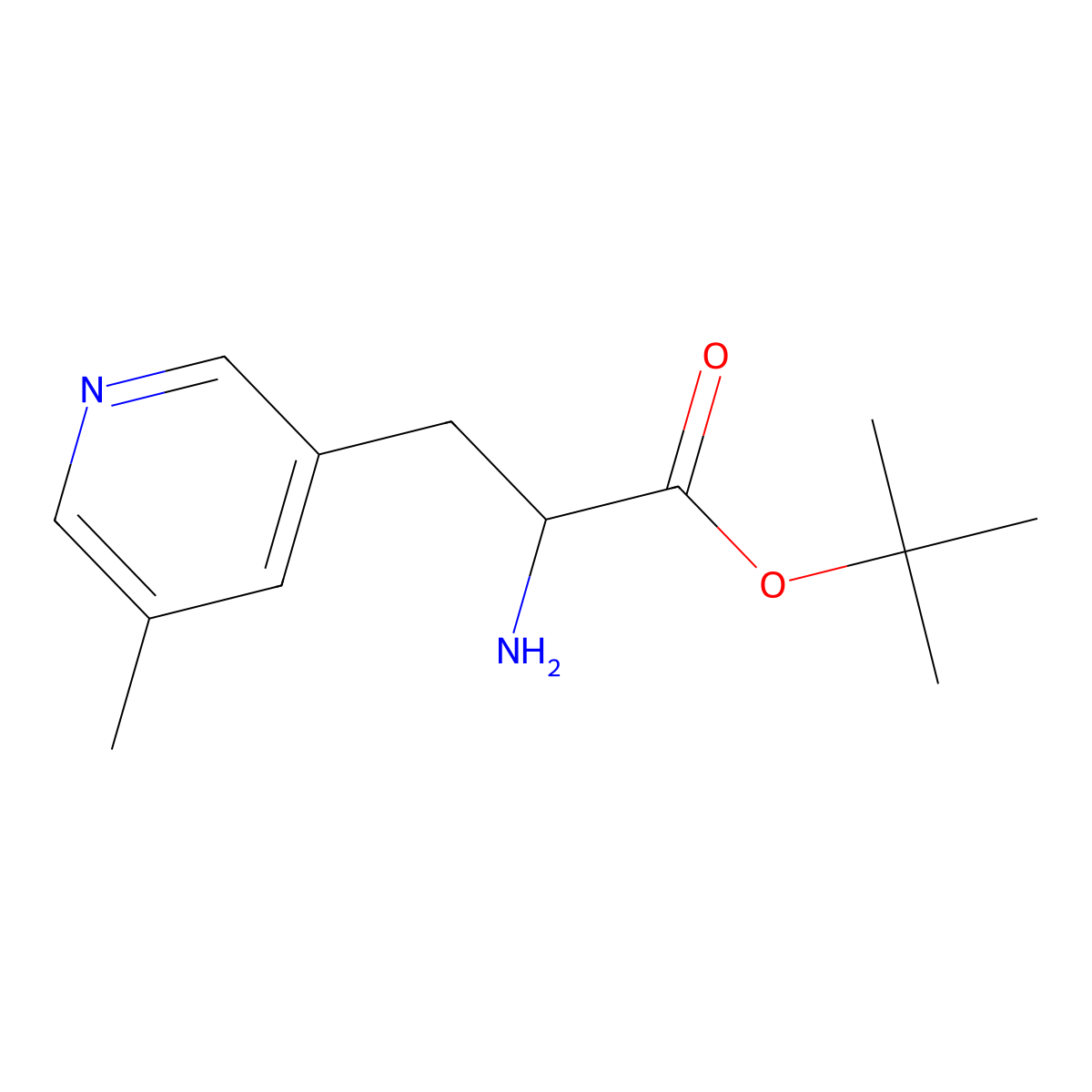 Tert-butyl 2-amino-3-(5-methylpyridin-3-yl)propanoate molecular structure, CAS 1966726-32-8
