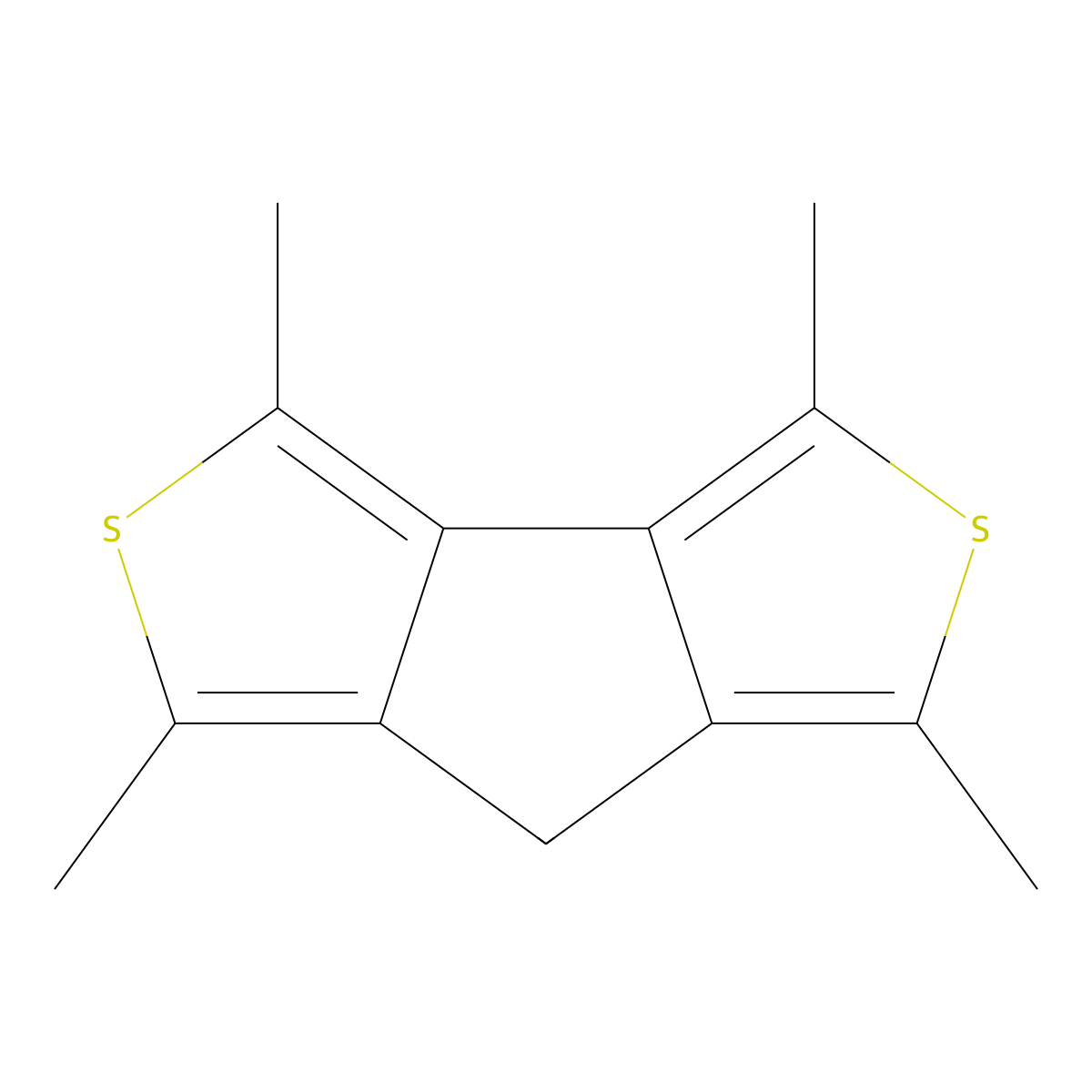 1,3,4,6-tetramethyl-7H-thieno[3',4':3,4]cyclopenta[1,2-c]thiophene molecular structure, CAS 19668-66-7