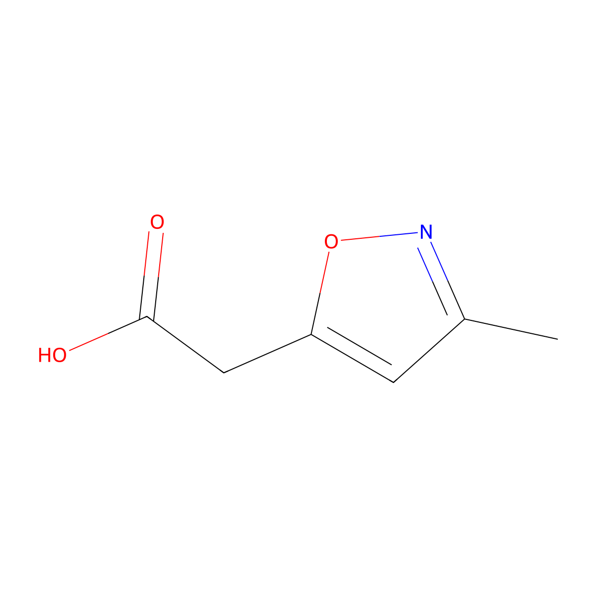 2-(3-Methyl-1,2-oxazol-5-yl)acetic acid molecular structure, CAS 19668-85-0