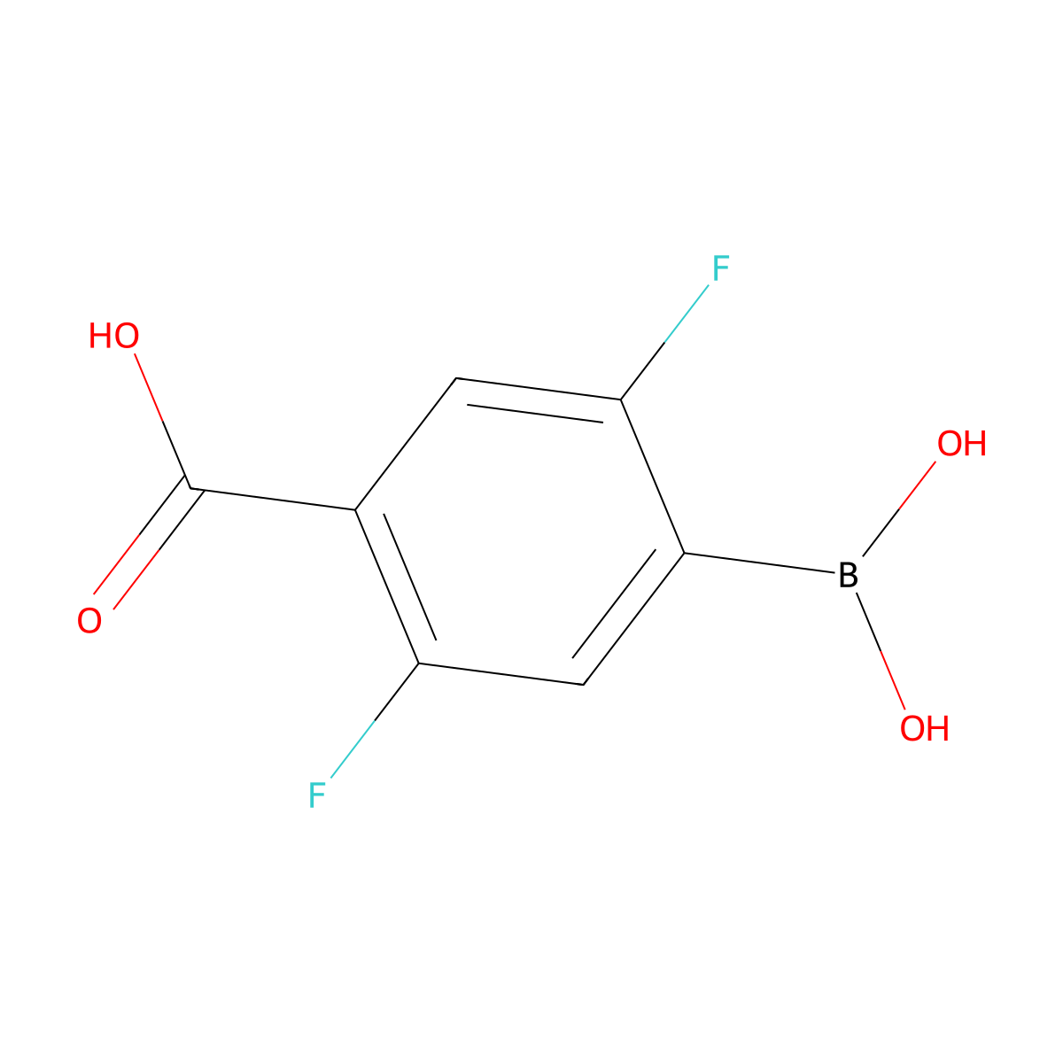 4-Borono-2,5-difluorobenzoic acid molecular structure, CAS 1966890-13-0