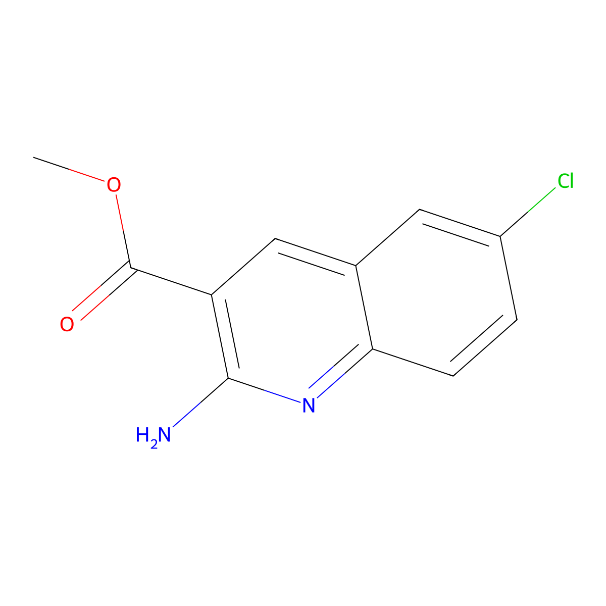 Methyl 2-amino-6-chloroquinoline-3-carboxylate molecular structure, CAS 1966890-94-7