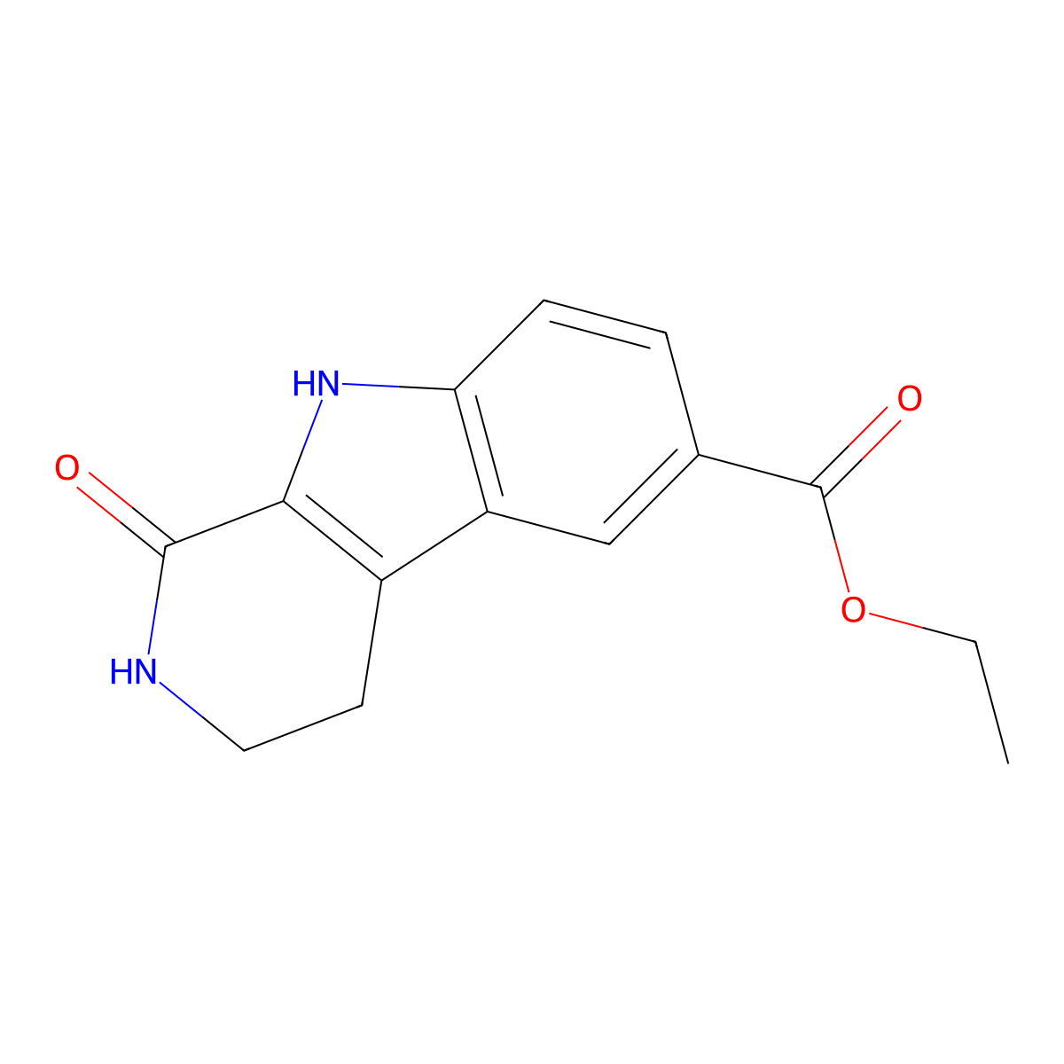 Ethyl 1-oxo-1H,2H,3H,4H,9H-pyrido[3,4-b]indole-6-carboxylate molecular structure, CAS 1967-75-5