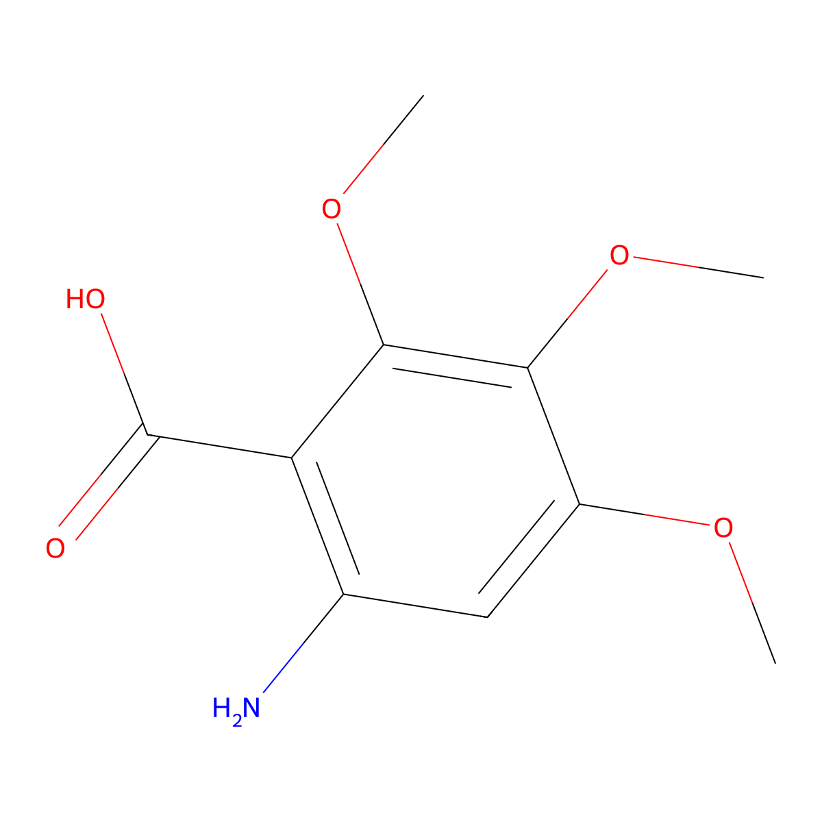 6-Amino-2,3,4-trimethoxybenzoic acid molecular structure, CAS 1967-88-0
