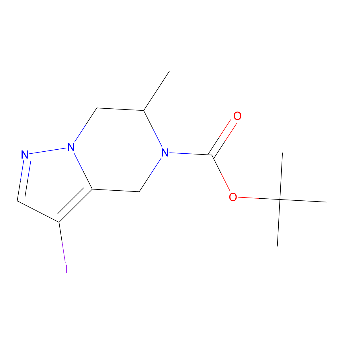 tert-butyl 3-iodo-6-methyl-4H,5H,6H,7H-pyrazolo[1,5-a]pyrazine-5-carboxylate molecular structure, CAS 1967003-23-1