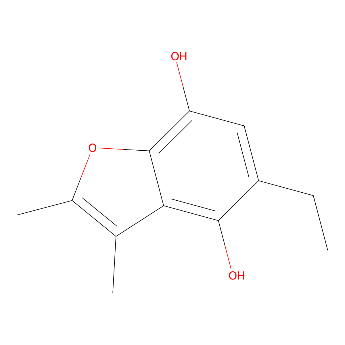 4,7-Benzofurandiol, 2,3-dimethyl-5-ethyl- molecular structure, CAS 19671-83-1