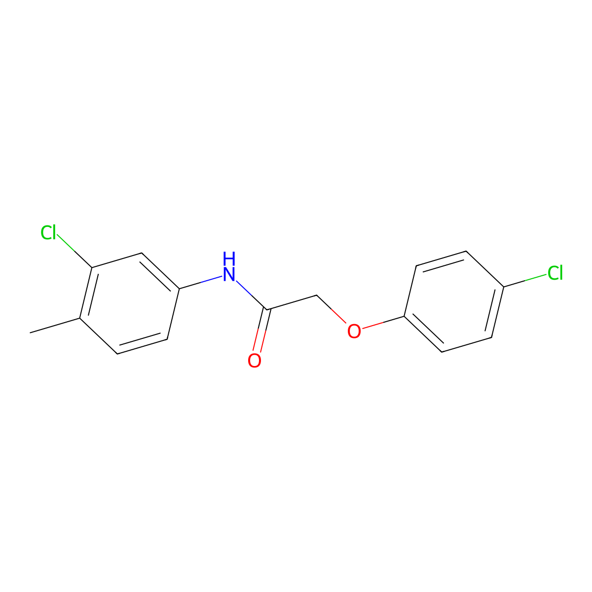 N-(3-chloro-4-methylphenyl)-2-(4-chlorophenoxy)acetamide molecular structure, CAS 196712-19-3