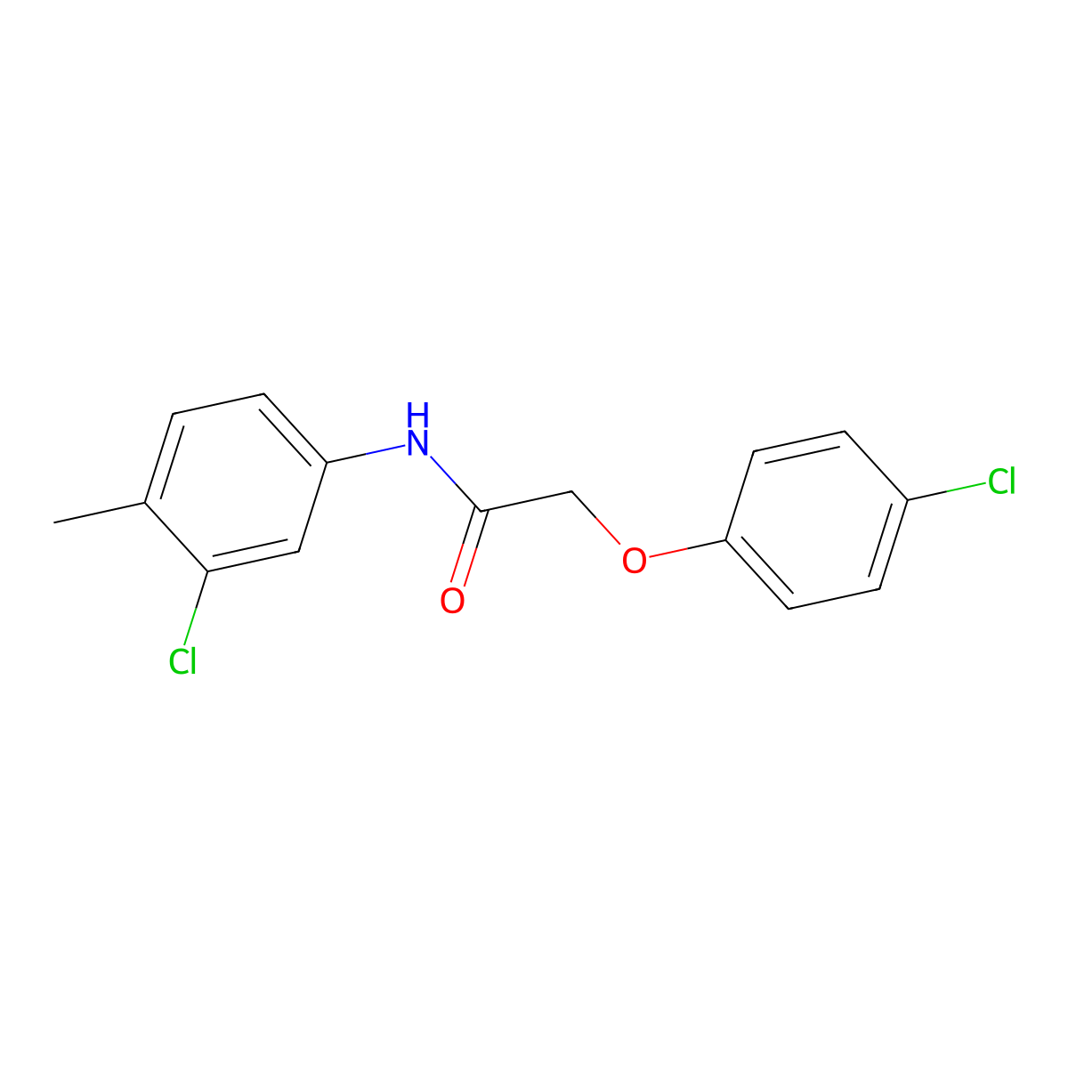 N-(3-chloro-4-methylphenyl)-2-(4-chlorophenoxy)acetamide molecular structure, CAS 196712-19-3