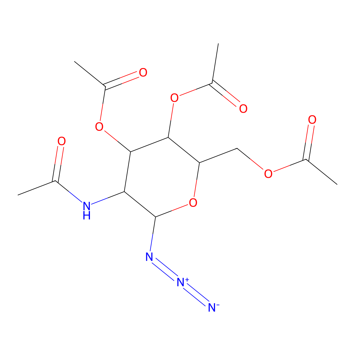 (2R,3R,4R,5R,6S)-5-Acetamido-2-(acetoxymethyl)-6-azidotetrahydro-2H-pyran-3,4-diyl diacetate molecular structure, CAS 196714-44-0