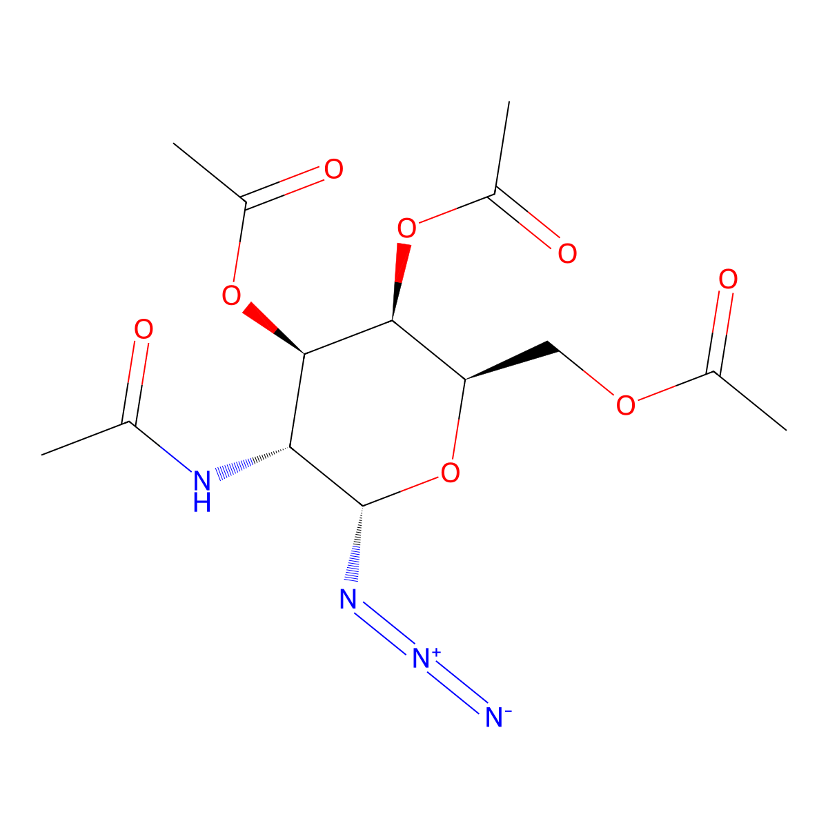(2R,3R,4R,5R,6S)-5-Acetamido-2-(acetoxymethyl)-6-azidotetrahydro-2H-pyran-3,4-diyl diacetate molecular structure, CAS 196714-44-0