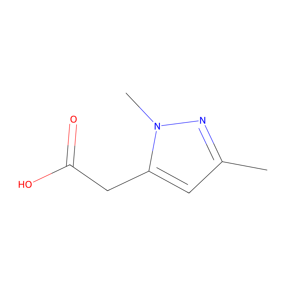 2-(1,3-dimethyl-1H-pyrazol-5-yl)acetic acid molecular structure, CAS 196717-12-1