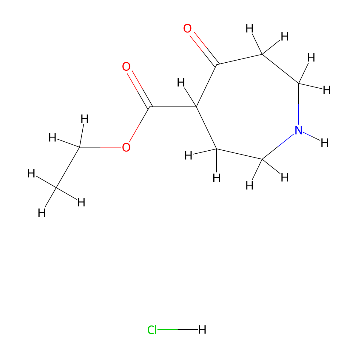 Ethyl 5-oxoazepane-4-carboxylate hydrochloride molecular structure, CAS 19673-14-4