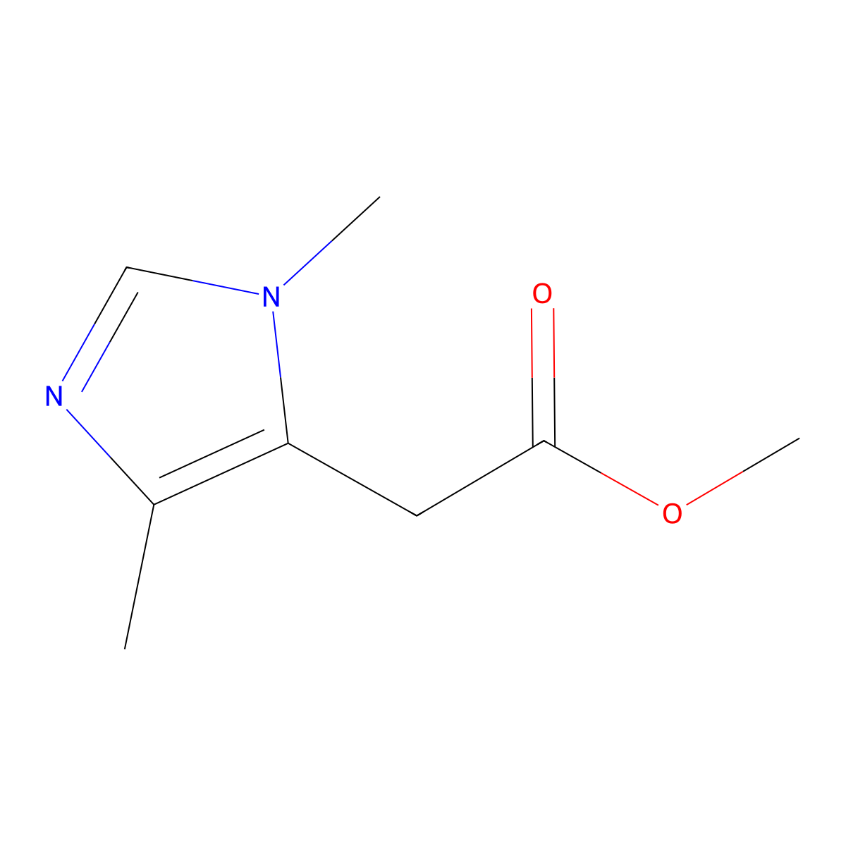 Methyl 2-(1,4-dimethyl-1H-imidazol-5-yl)acetate molecular structure, CAS 19673-81-5