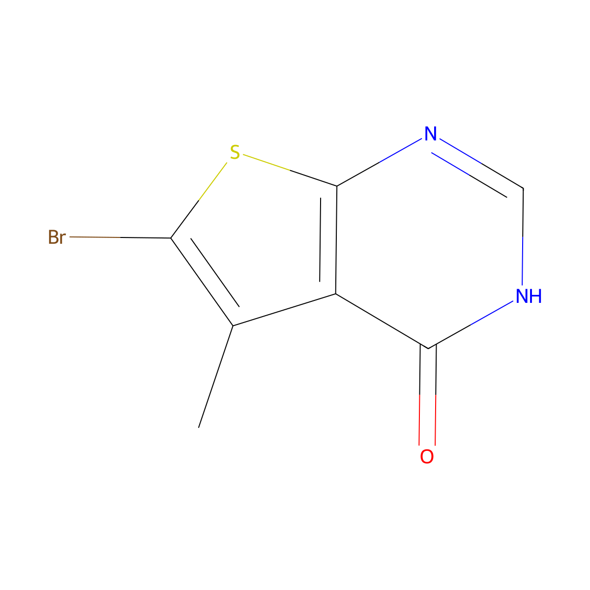 6-Bromo-5-methylthieno[2,3-d]pyrimidin-4(1H)-one molecular structure, CAS 19673-90-6