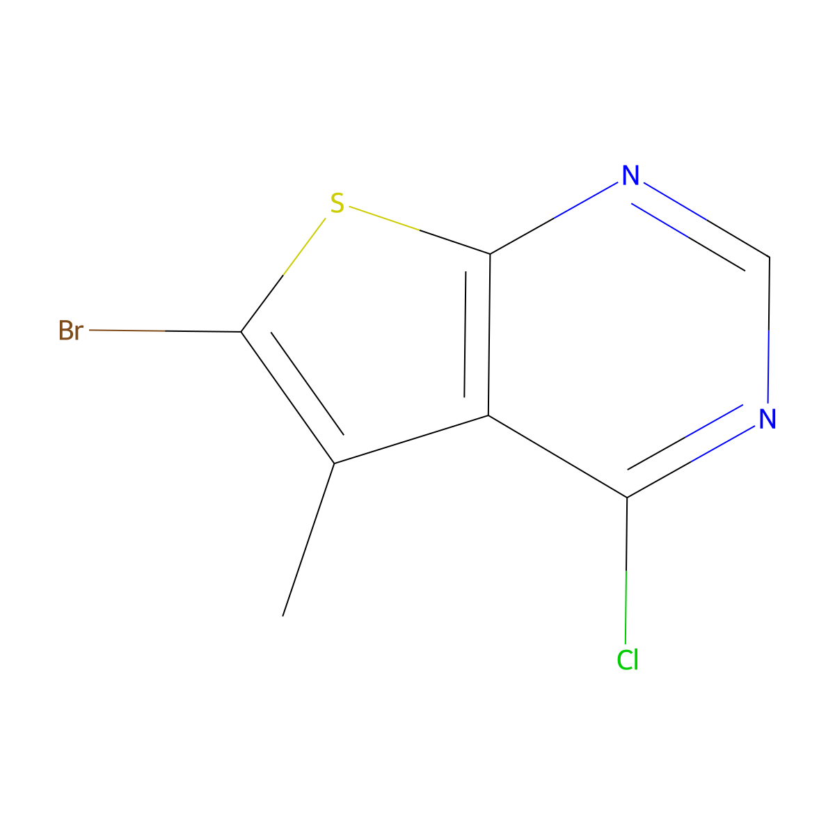 6-Bromo-4-chloro-5-methylthieno[2,3-d]pyrimidine molecular structure, CAS 19673-93-9