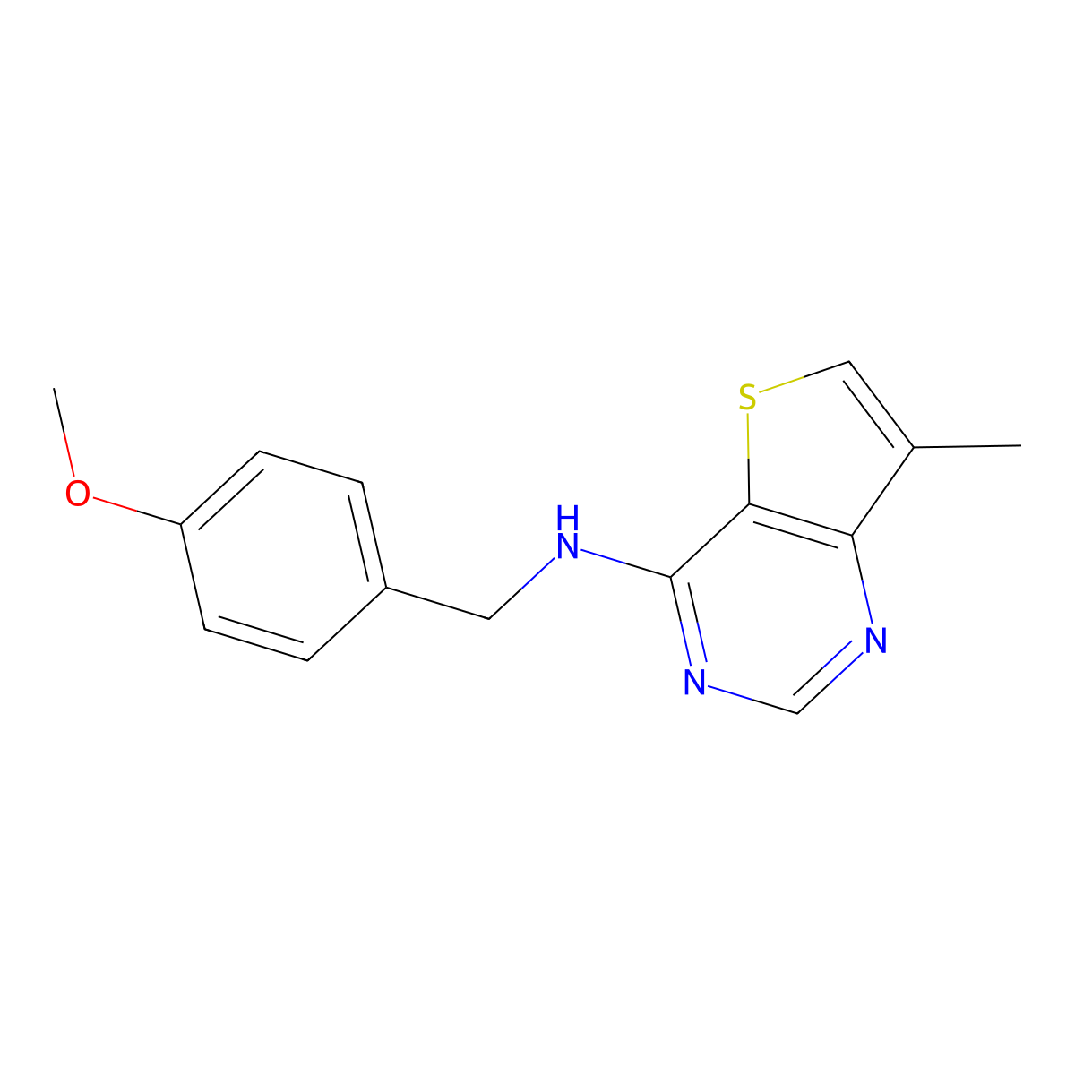 N-[(4-methoxyphenyl)methyl]-7-methylthieno[3,2-d]pyrimidin-4-amine molecular structure, CAS 1967387-84-3