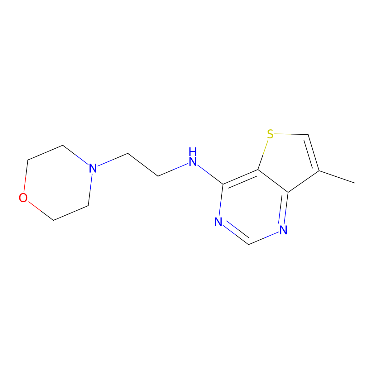 7-methyl-N-[2-(morpholin-4-yl)ethyl]thieno[3,2-d]pyrimidin-4-amine molecular structure, CAS 1967637-74-6