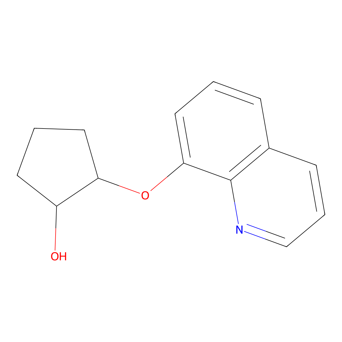 trans-2-(Quinolin-8-yloxy)cyclopentan-1-ol molecular structure, CAS 1967686-22-1