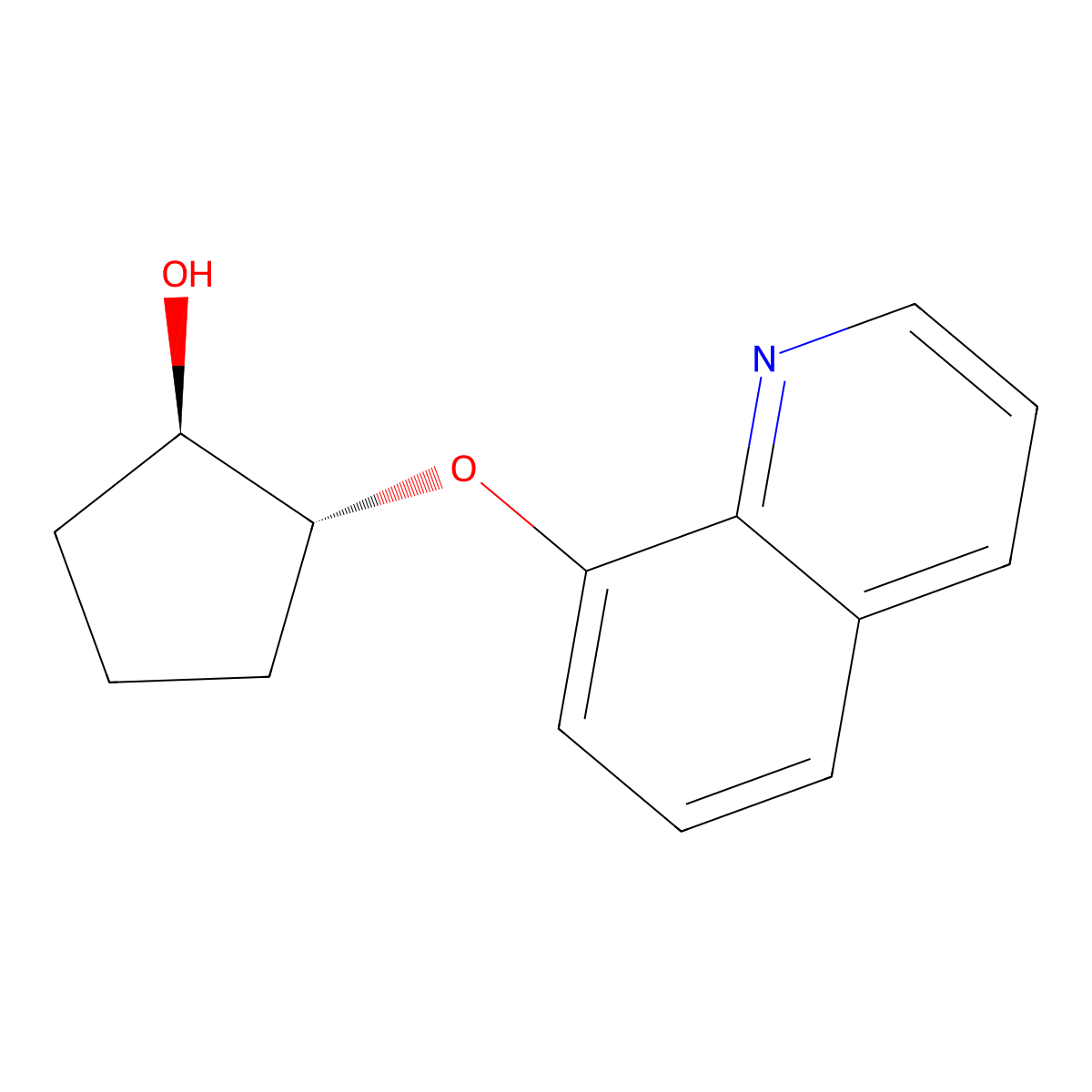 trans-2-(Quinolin-8-yloxy)cyclopentan-1-ol molecular structure, CAS 1967686-22-1