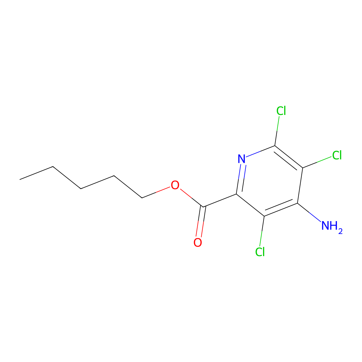 Pentyl 4-amino-3,5,6-trichloropyridine-2-carboxylate molecular structure, CAS 19677-59-9