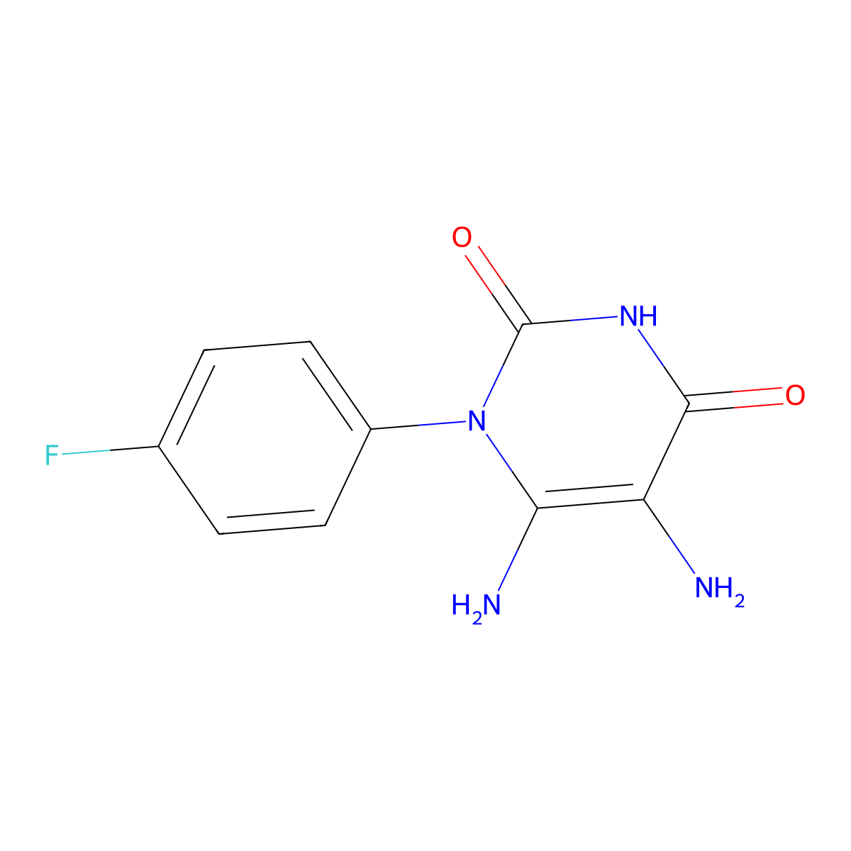 5,6-diamino-1-(4-fluorophenyl)pyrimidine-2,4(1H,3H)-dione molecular structure, CAS 19677-92-0