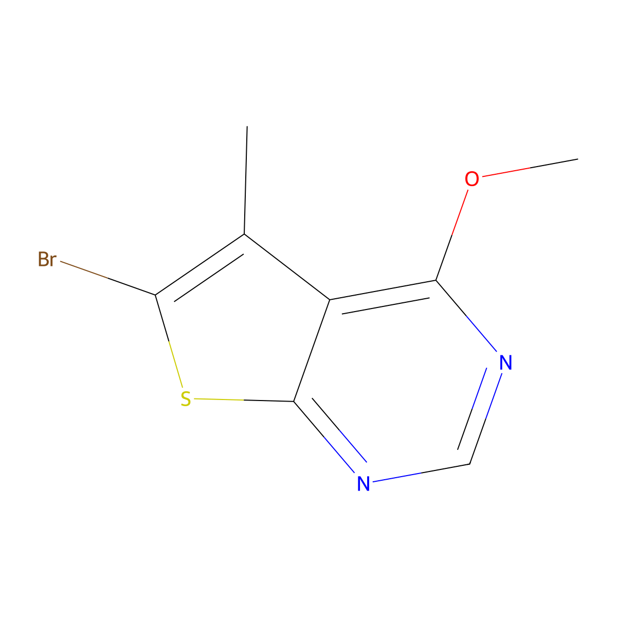6-Bromo-4-methoxy-5-methylthieno[2,3-d]pyrimidine molecular structure, CAS 19678-77-4