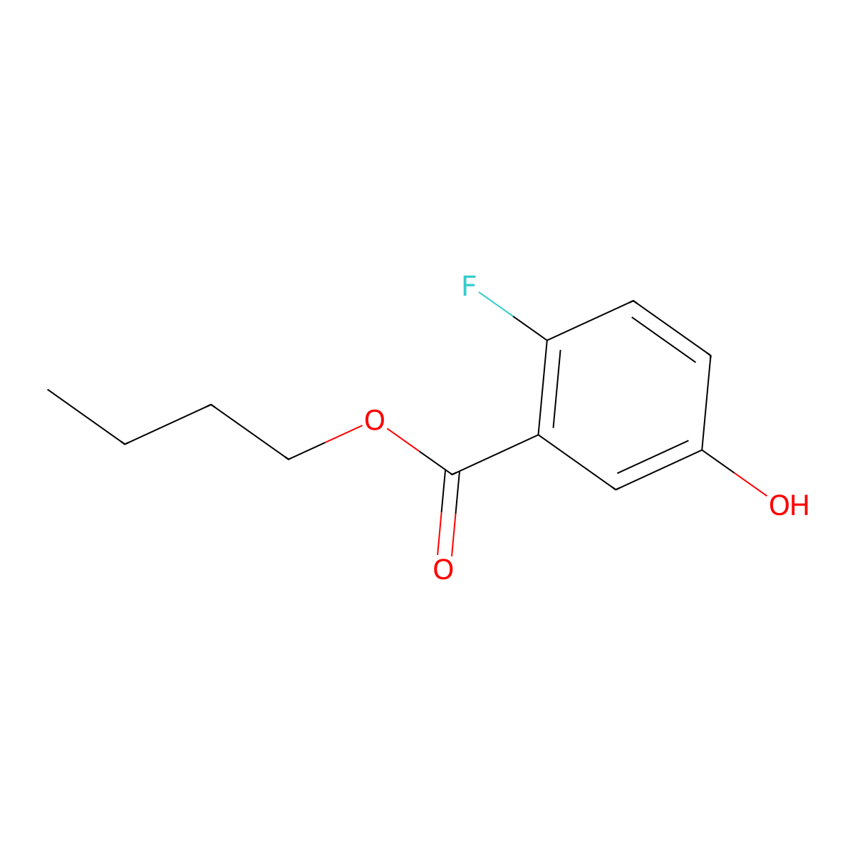 Butyl 2-fluoro-5-hydroxybenzoate molecular structure, CAS 1967800-78-7