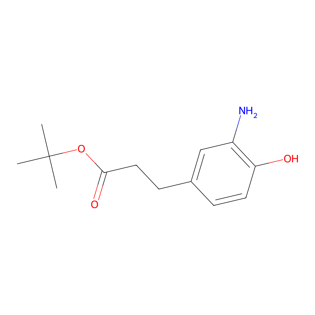 Tert-butyl 3-(3-amino-4-hydroxyphenyl)propanoate molecular structure, CAS 1967802-57-8