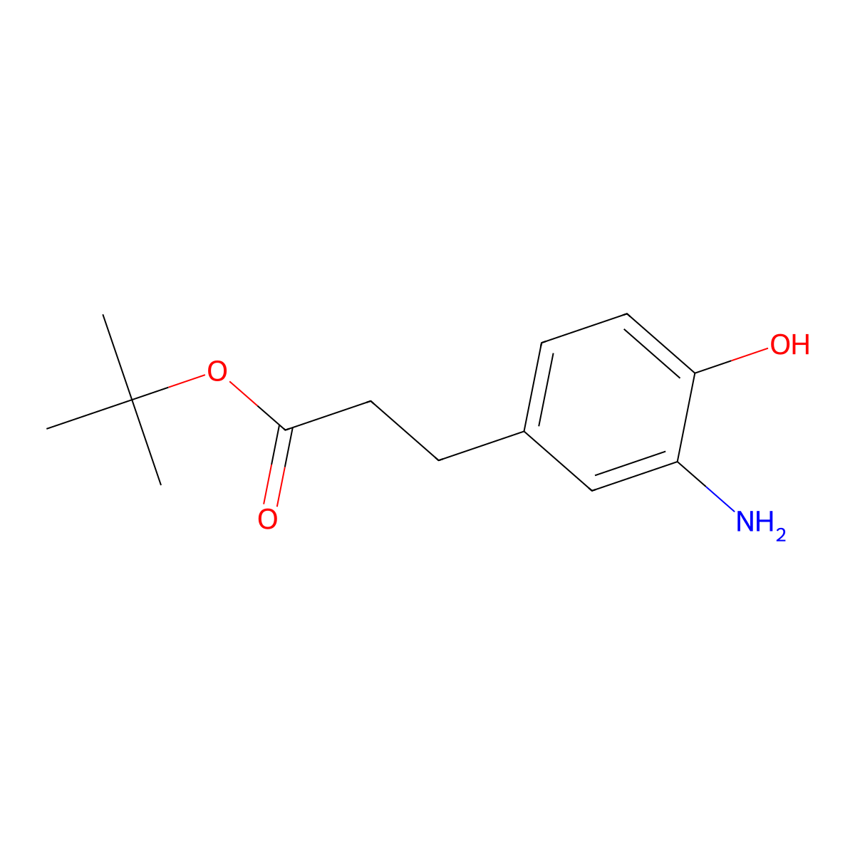 Tert-butyl 3-(3-amino-4-hydroxyphenyl)propanoate molecular structure, CAS 1967802-57-8