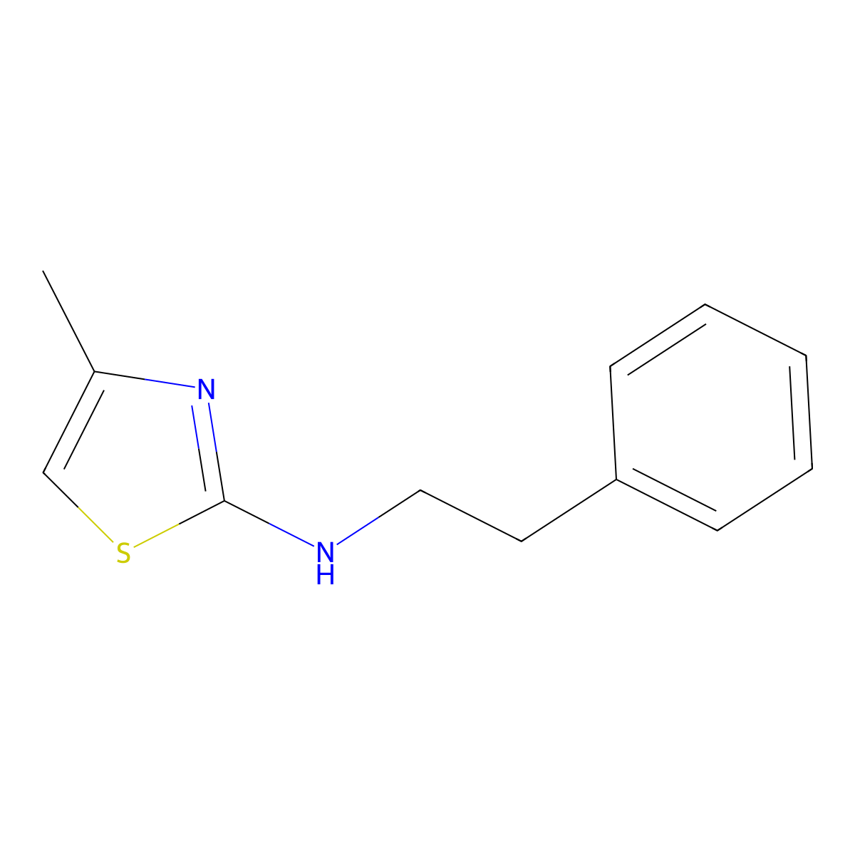 4-methyl-N-(2-phenylethyl)-1,3-thiazol-2-amine molecular structure, CAS 196796-85-7