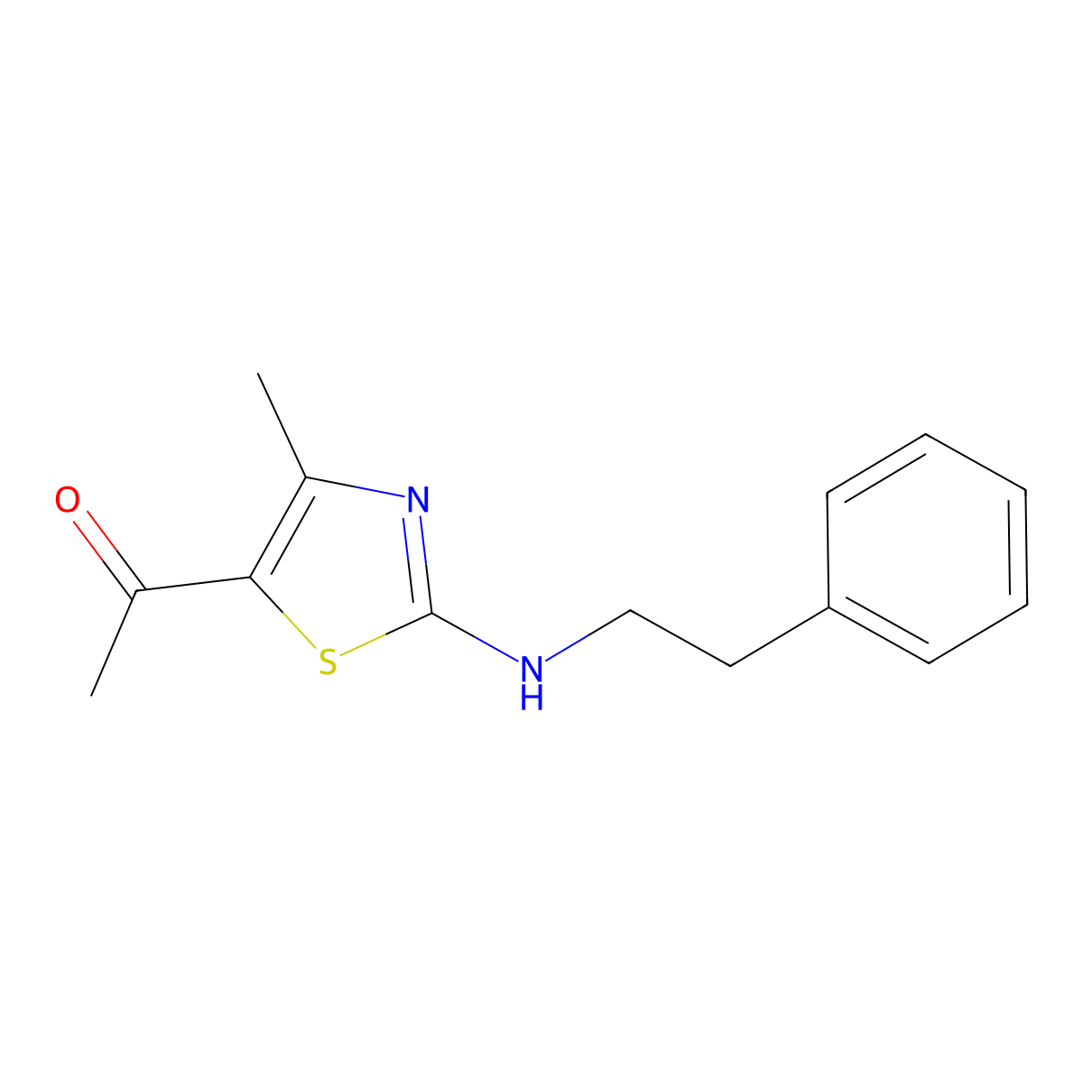 1-(5-Methyl-3-((2-phenylethyl)amino)-2,4-thiazolyl)ethan-1-one molecular structure, CAS 196797-05-4