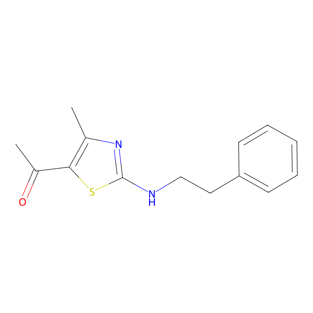 1-(5-Methyl-3-((2-phenylethyl)amino)-2,4-thiazolyl)ethan-1-one molecular structure, CAS 196797-05-4
