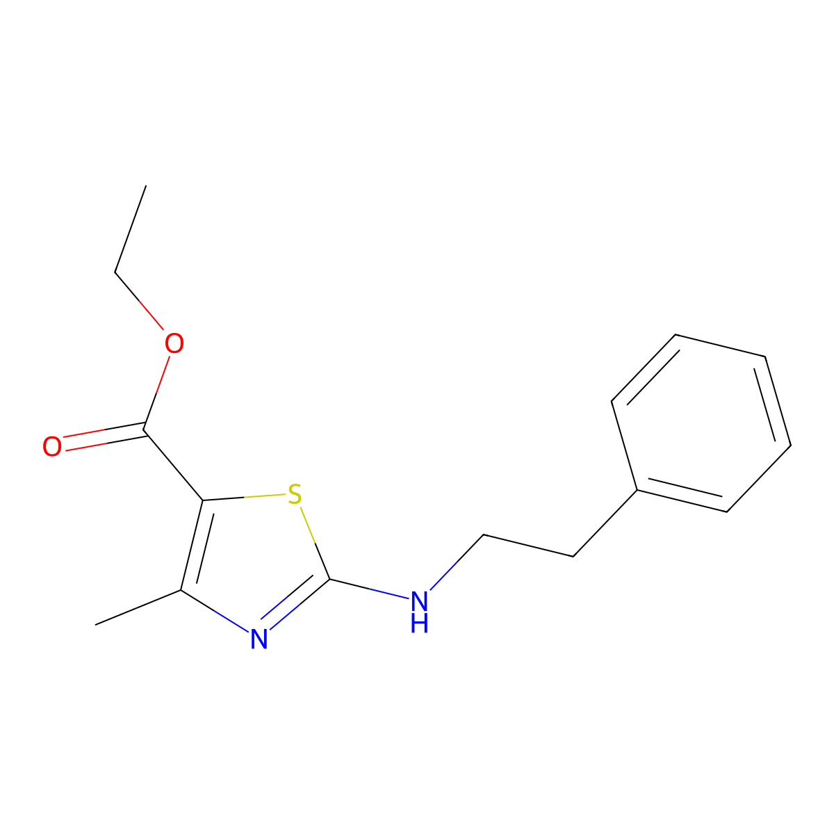 Ethyl 5-methyl-3-((2-phenylethyl)amino)-2,4-thiazolecarboxylate molecular structure, CAS 196797-06-5