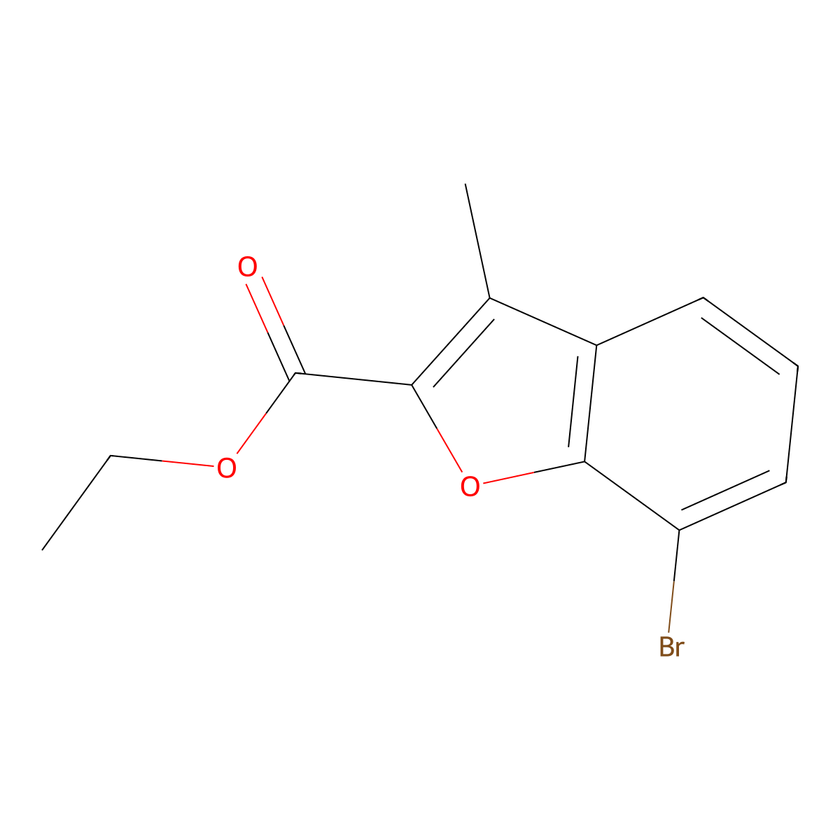 2-Ethyloxycarbonyl-3-methyl-7-bromobenzofuran molecular structure, CAS 196799-79-8