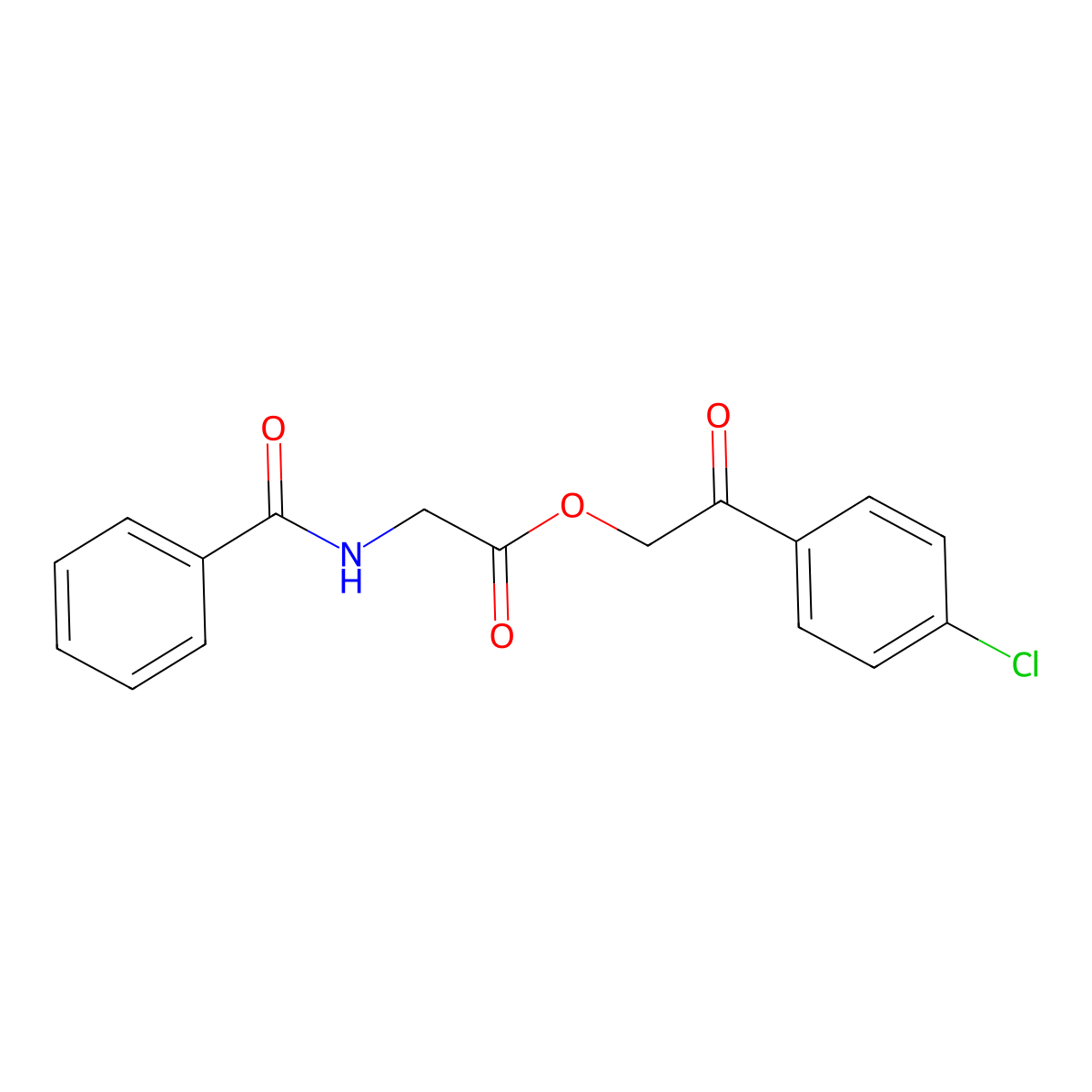 Acetic acid, 2-benzoylamino-, 2-(4-chlorophenyl)-2-oxoethyl ester molecular structure, CAS 19680-14-9