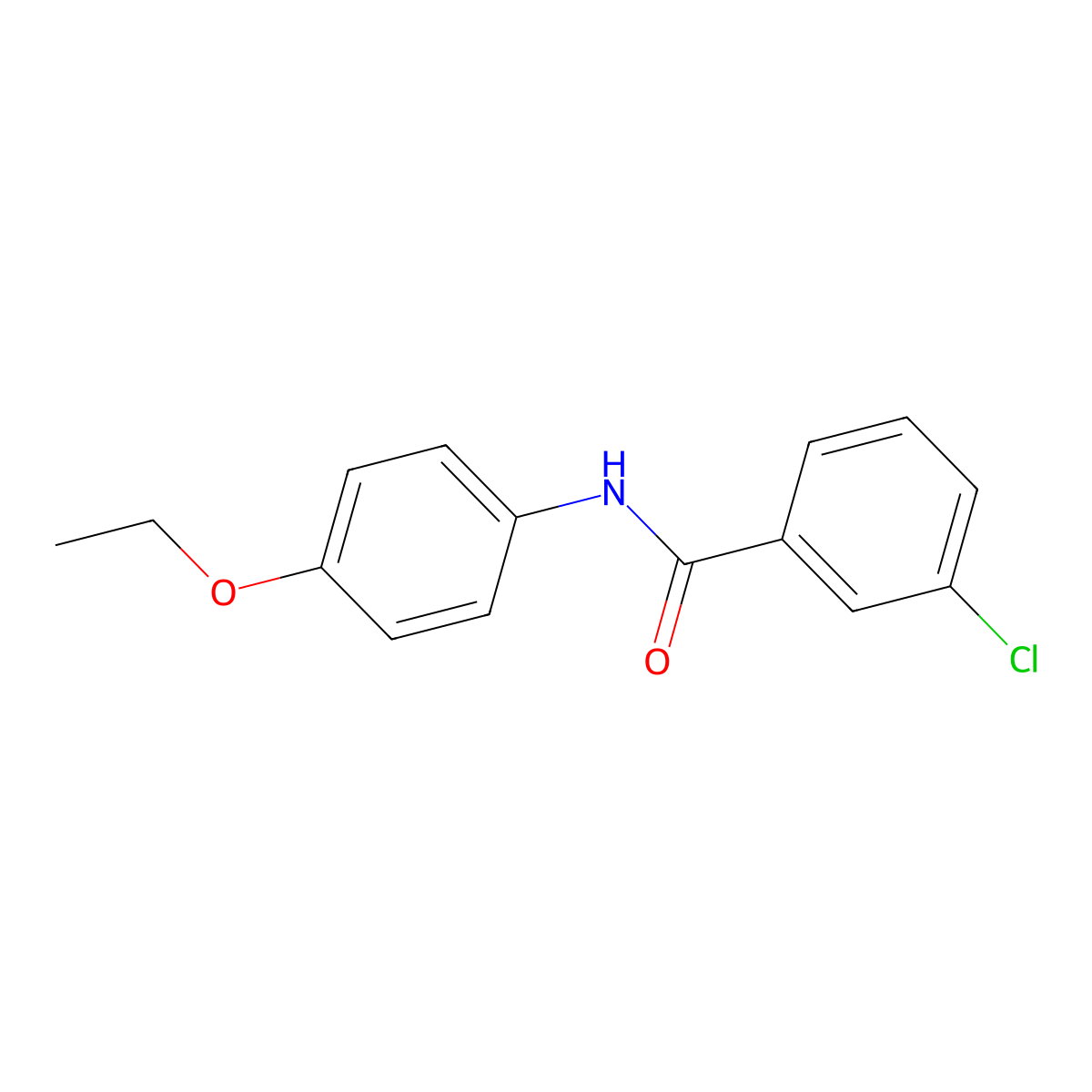 3-chloro-N-(4-ethoxyphenyl)benzamide molecular structure, CAS 196803-93-7