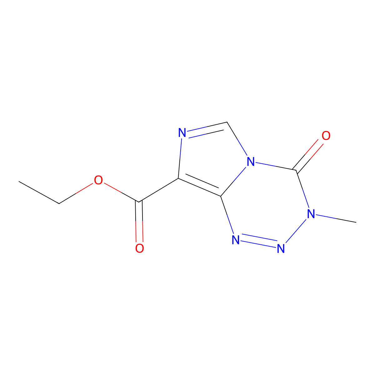 Ethyl 3-methyl-4-oxo-3,4-dihydroimidazo[5,1-d][1,2,3,5]tetrazine-8-carboxylate molecular structure, CAS 196806-14-1