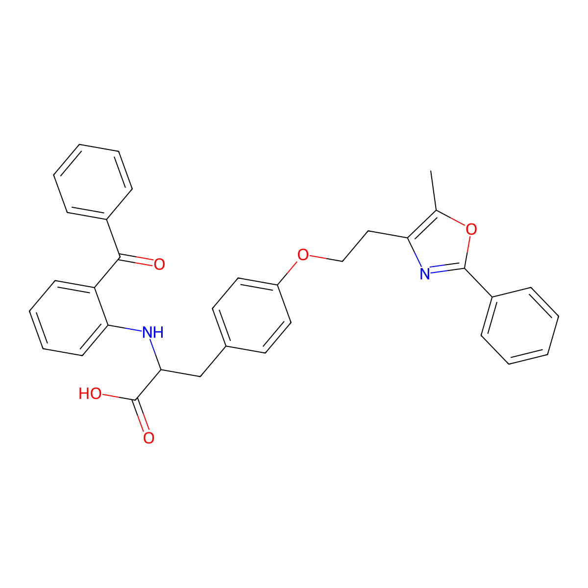 Farglitazar molecular structure, CAS 196808-45-4