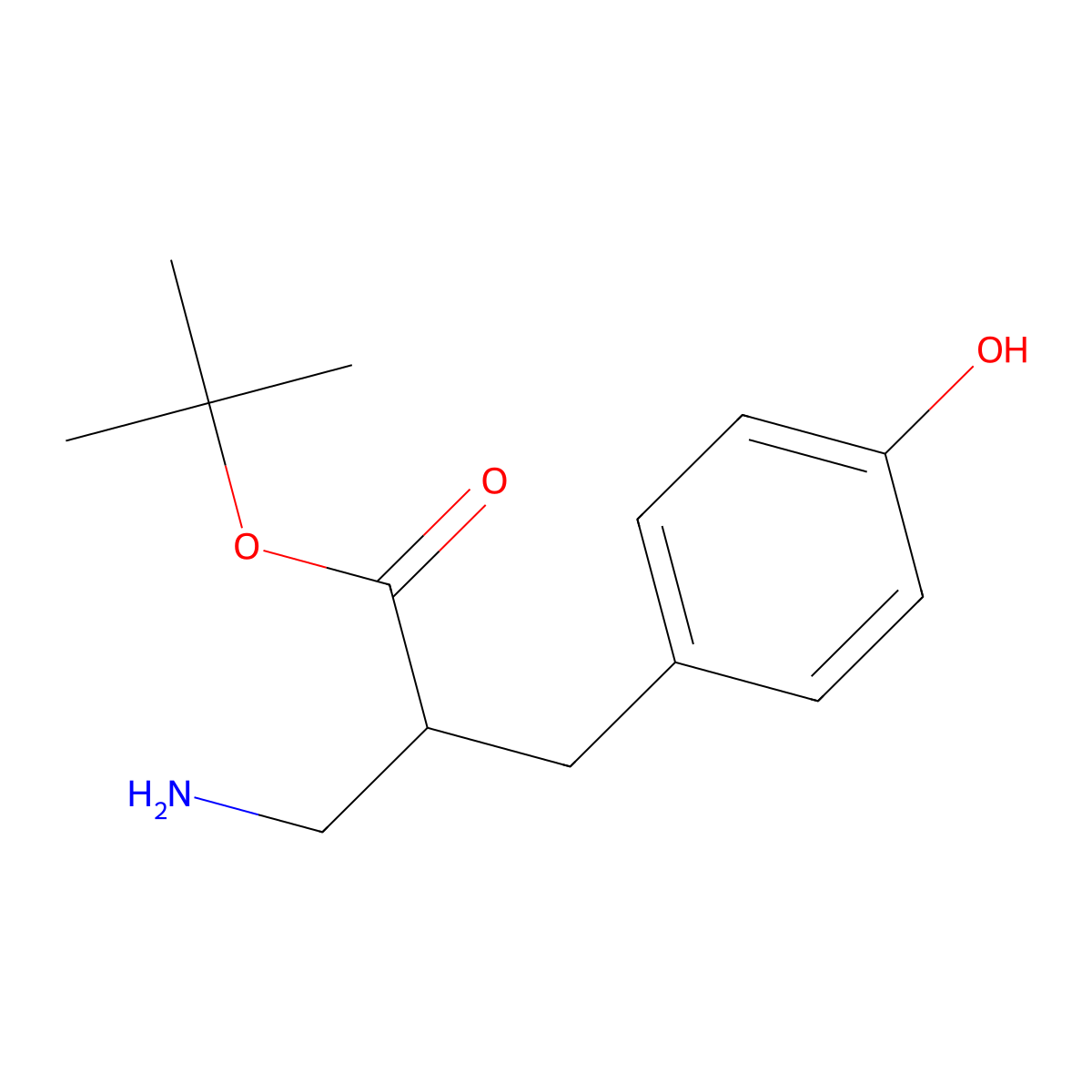 Tert-butyl 3-amino-2-[(4-hydroxyphenyl)methyl]propanoate molecular structure, CAS 1968080-29-6